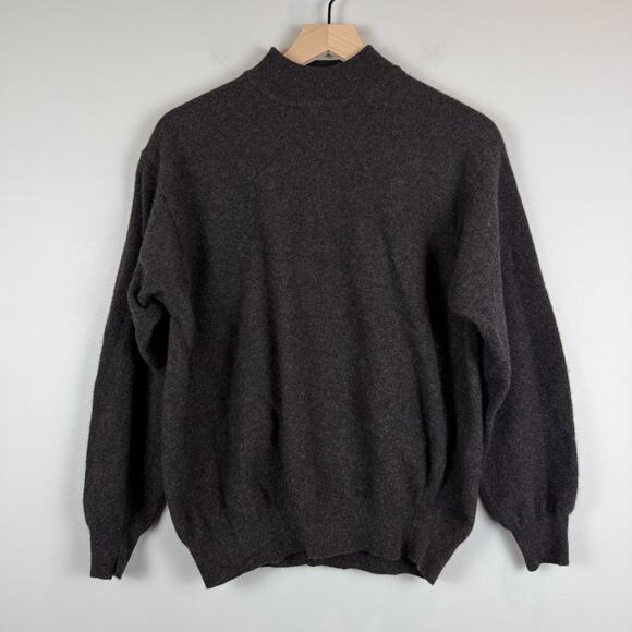 Sisley Sweater Women's L Brown Knit Wool Mock Neck Raglan Pullover Minimalist - Picture 1 of 6